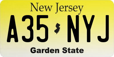 NJ license plate A35NYJ