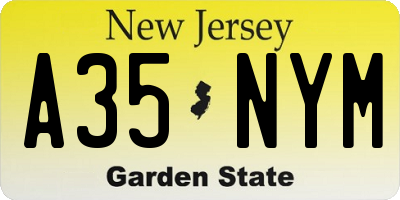 NJ license plate A35NYM