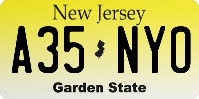 NJ license plate A35NYO