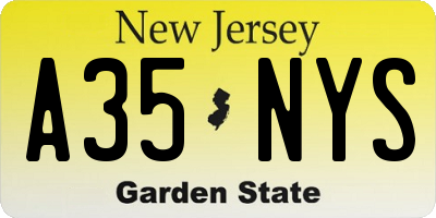 NJ license plate A35NYS