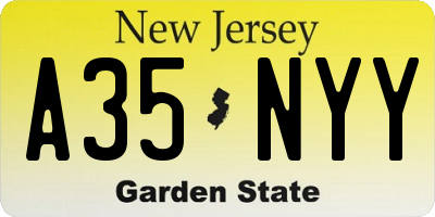 NJ license plate A35NYY
