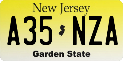 NJ license plate A35NZA