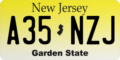 NJ license plate A35NZJ