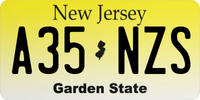 NJ license plate A35NZS