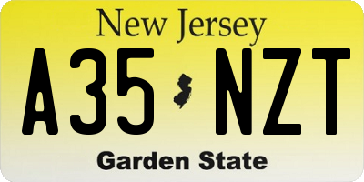 NJ license plate A35NZT