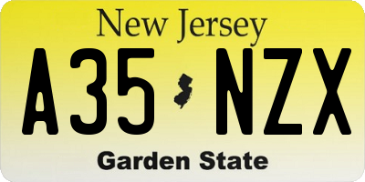 NJ license plate A35NZX