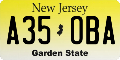 NJ license plate A35OBA