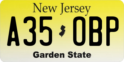 NJ license plate A35OBP