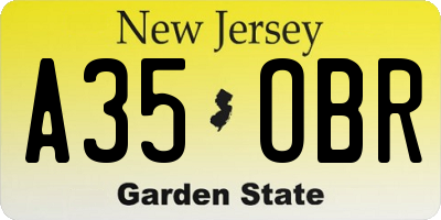 NJ license plate A35OBR