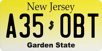 NJ license plate A35OBT