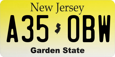 NJ license plate A35OBW
