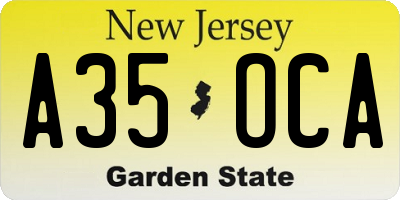 NJ license plate A35OCA