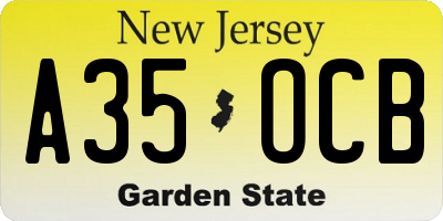 NJ license plate A35OCB