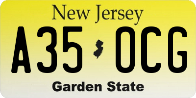 NJ license plate A35OCG