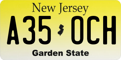 NJ license plate A35OCH