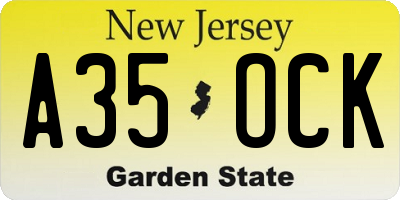 NJ license plate A35OCK