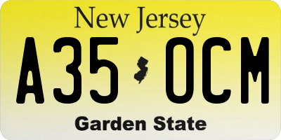 NJ license plate A35OCM