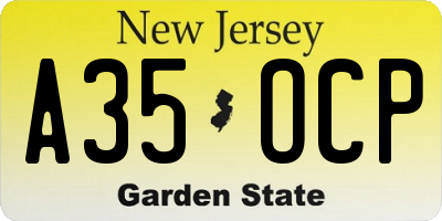 NJ license plate A35OCP