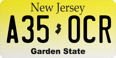NJ license plate A35OCR
