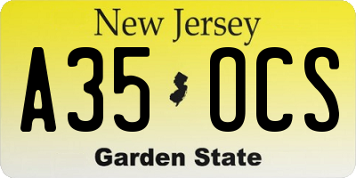 NJ license plate A35OCS