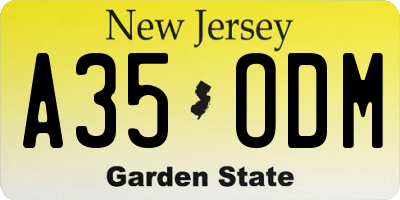 NJ license plate A35ODM