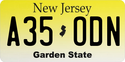 NJ license plate A35ODN