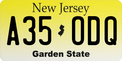 NJ license plate A35ODQ