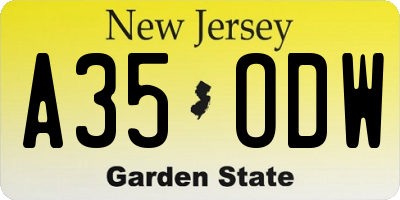 NJ license plate A35ODW