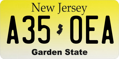 NJ license plate A35OEA