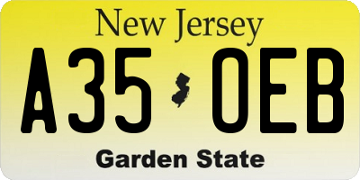 NJ license plate A35OEB