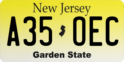 NJ license plate A35OEC