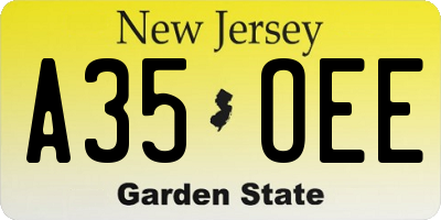 NJ license plate A35OEE