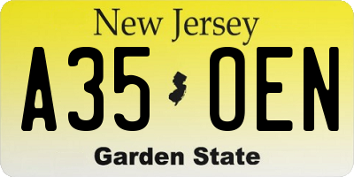 NJ license plate A35OEN