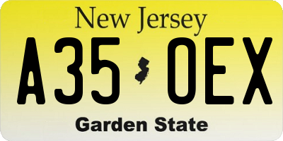 NJ license plate A35OEX