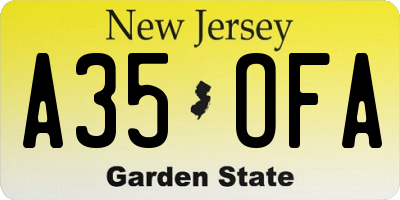 NJ license plate A35OFA