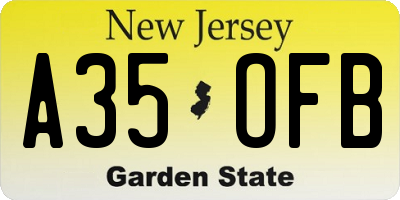 NJ license plate A35OFB