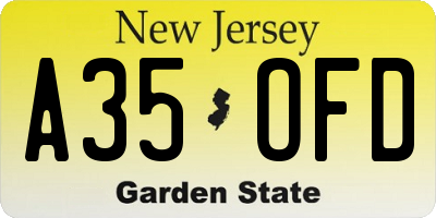 NJ license plate A35OFD