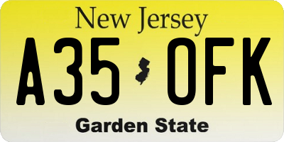 NJ license plate A35OFK