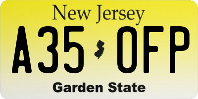 NJ license plate A35OFP