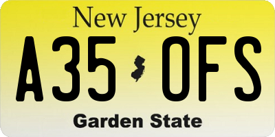NJ license plate A35OFS