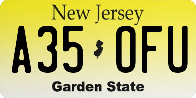 NJ license plate A35OFU