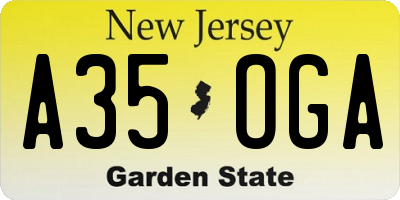 NJ license plate A35OGA