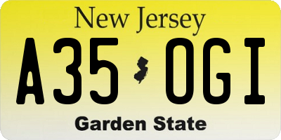 NJ license plate A35OGI