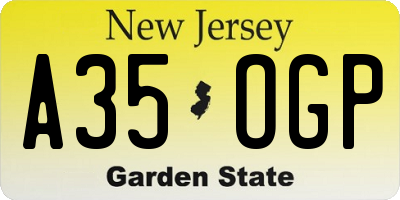 NJ license plate A35OGP