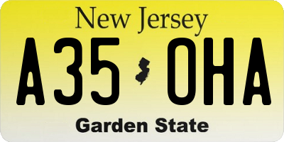 NJ license plate A35OHA