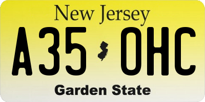 NJ license plate A35OHC