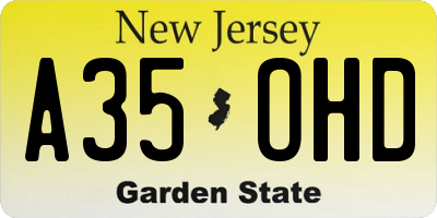 NJ license plate A35OHD