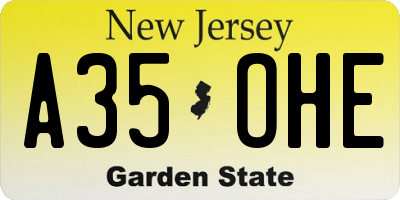 NJ license plate A35OHE