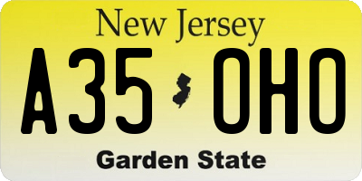 NJ license plate A35OHO