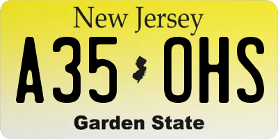 NJ license plate A35OHS